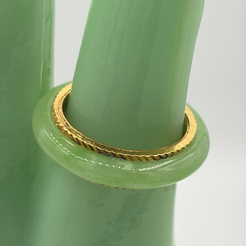 Green Jade and Gold-Tone Band Ring